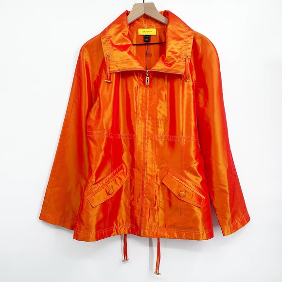 St. John Collection Jackets & Blazers - St. John Iridescent Spring Rain Jacket in Orange Size 12